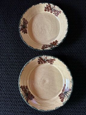 Stoneware Pinecone Plates  Dinner Plates - Set of 2